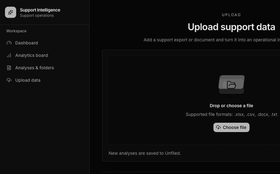 Caseflaw dashboard with upload area